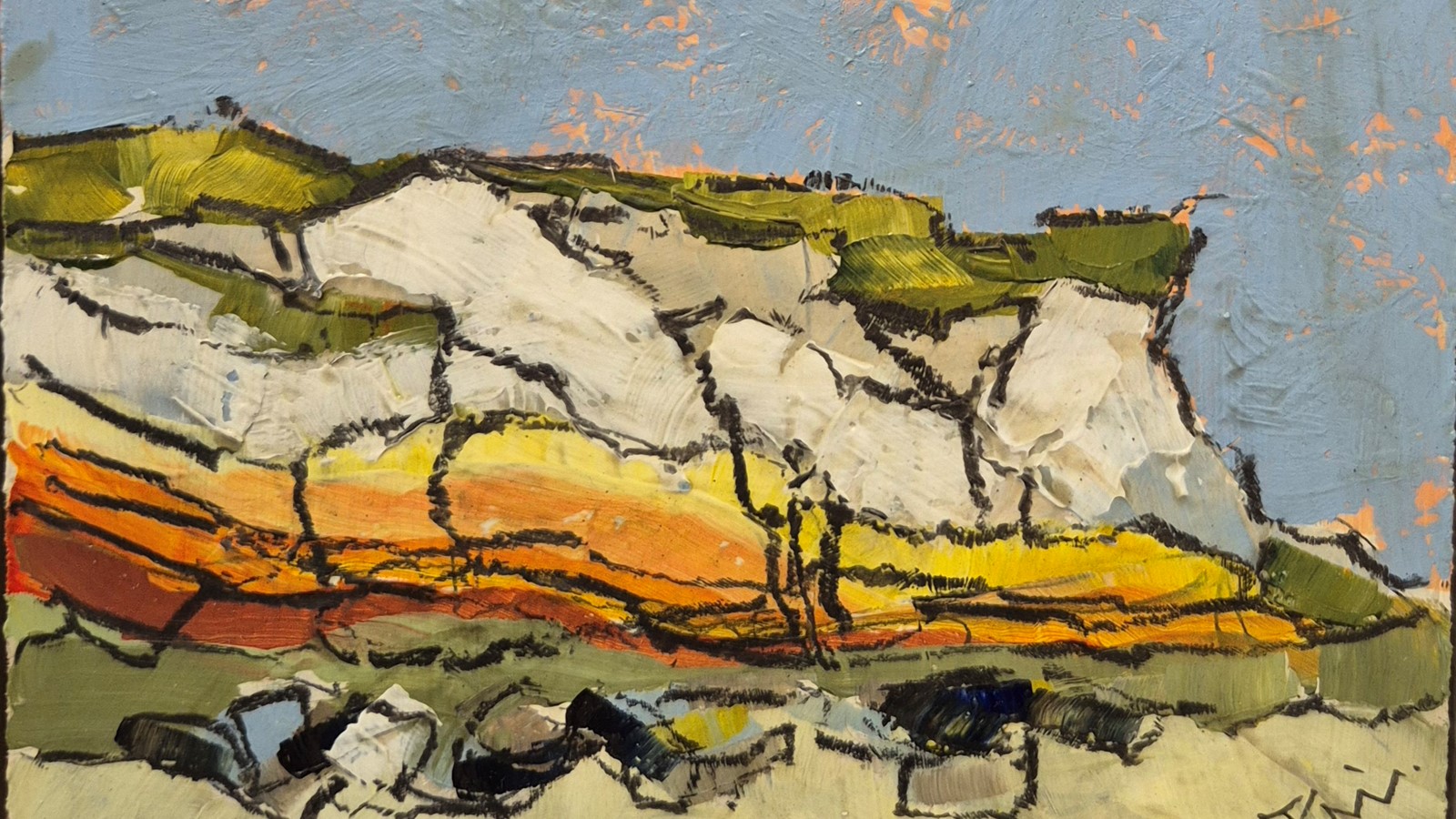 painting of cliffs